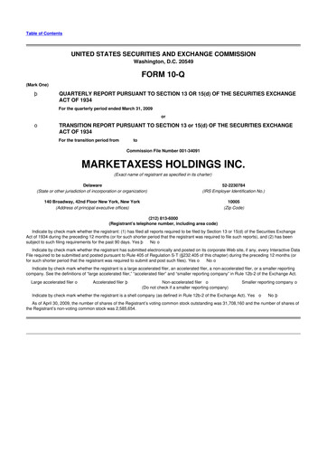 Thumbnail MarketAxess
 10-Q Quarterly Report FY 