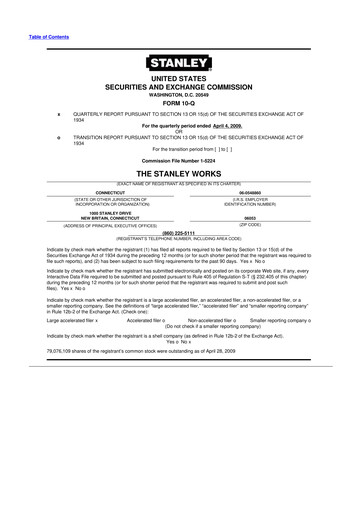 Thumbnail Stanley Black & Decker

 10-Q Quarterly Report FY 