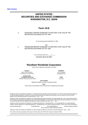 Miniature Travel + Leisure 10-Q Rapport trimestriel  