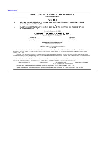 Vorschaubild Ormat Technologies
 10-Q Quartalsbericht  