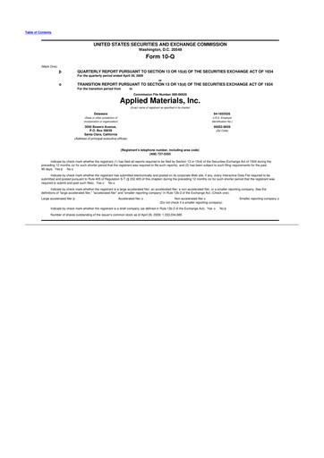 Thumbnail Applied Materials 10-Q Quarterly Report FY 