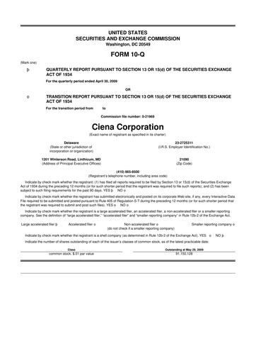 Thumbnail Ciena 10-Q Quarterly Report FY 