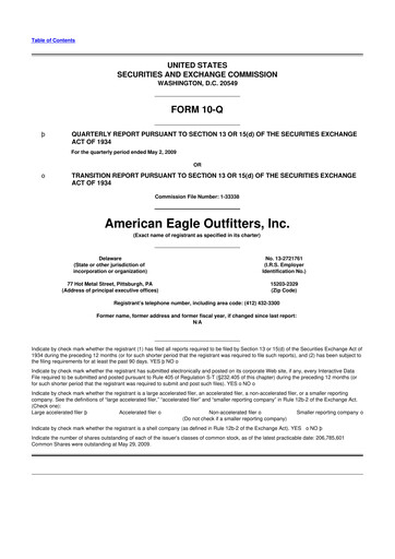 Thumbnail American Eagle Outfitters
 10-Q Quarterly Report FY 