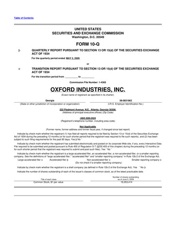 Thumbnail Oxford Industries
 10-Q Quarterly Report FY 