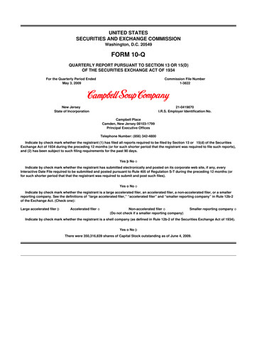 Thumbnail 
Campbell's 10-Q Quarterly Report FY 