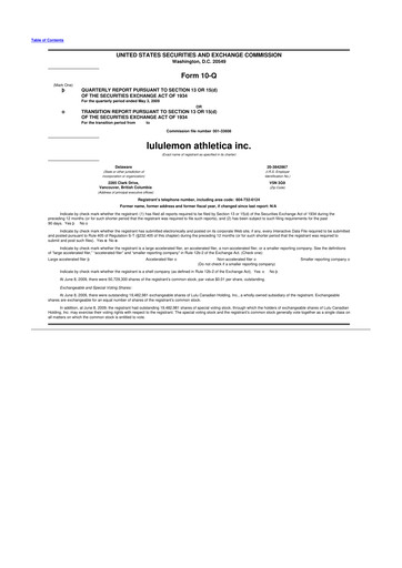 Thumbnail lululemon athletica 10-Q Quarterly Report FY 