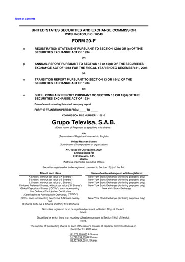 Thumbnail Televisa 20-F Annual Report 