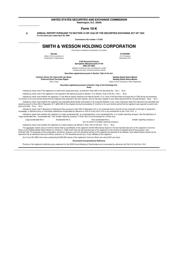 Thumbnail Smith & Wesson 10-K Annual Report 