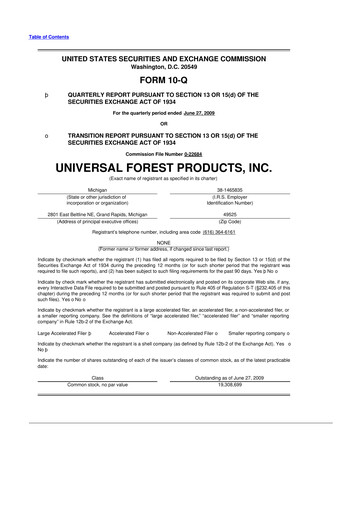 Thumbnail UFP Industries
 10-Q Quarterly Report FY 