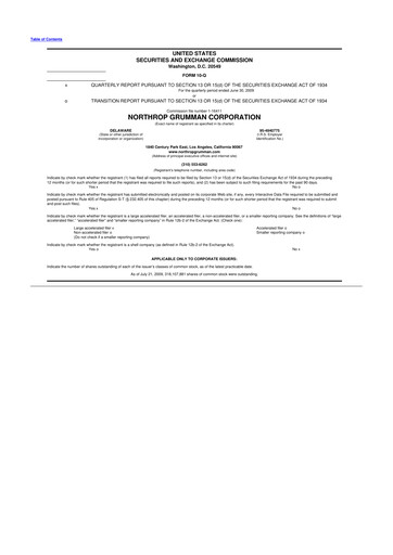 Thumbnail Northrop Grumman 10-Q Quarterly Report FY 