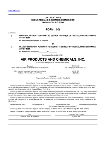 Thumbnail Air Products and Chemicals 10-Q Quarterly Report FY 
