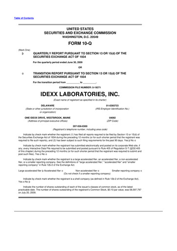 Thumbnail IDEXX Laboratories 10-Q Quarterly Report FY 
