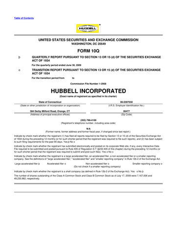 Thumbnail Hubbell 10-Q Quarterly Report FY 