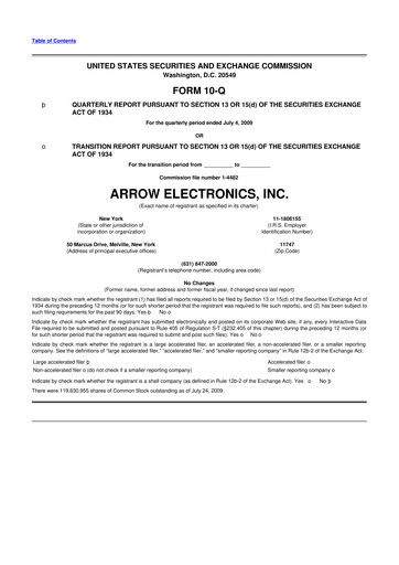 Thumbnail Arrow Electronics
 10-Q Quarterly Report FY 