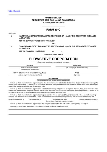 Thumbnail Flowserve
 10-Q Quarterly Report FY 
