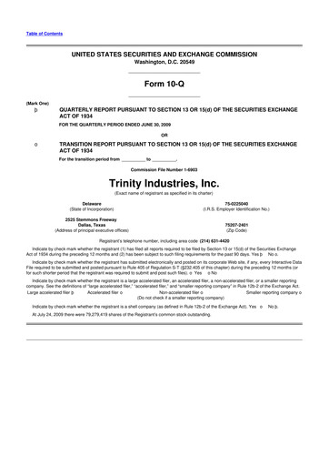 Vorschaubild Trinity Industries
 10-Q Quartalsbericht  