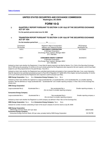 Thumbnail CMS Energy
 10-Q Quarterly Report FY 