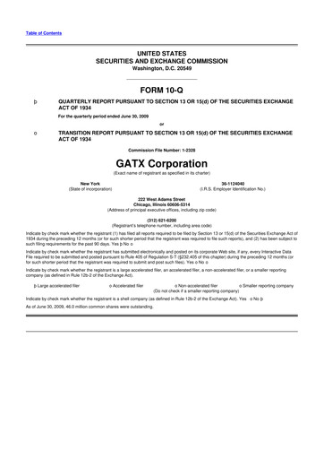 Miniature GATX 10-Q Rapport trimestriel  
