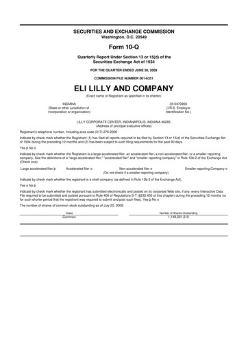 Vorschaubild Eli Lilly 10-Q Quartalsbericht  