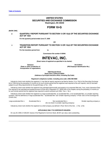 Thumbnail Intevac
 10-Q Quarterly Report FY 