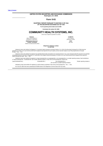 Miniature Community Health Systems
 10-Q Rapport trimestriel  