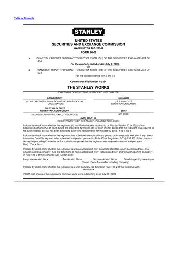 Thumbnail Stanley Black & Decker

 10-Q Quarterly Report FY 