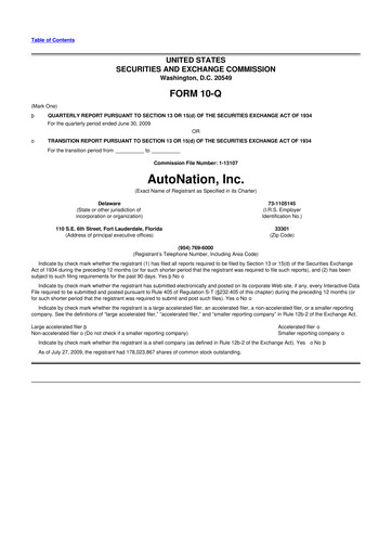 Thumbnail AutoNation 10-Q Quarterly Report FY 