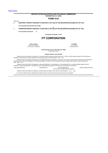 Vorschaubild ITT 10-Q Quartalsbericht  