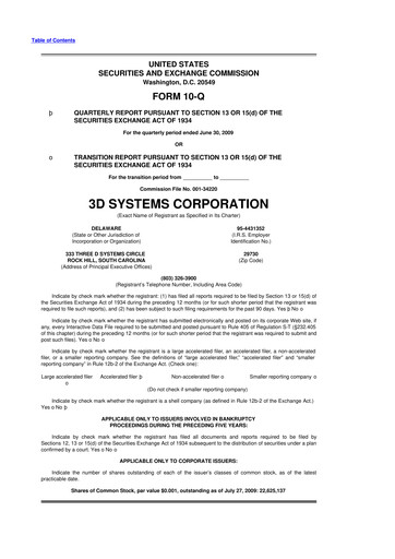 Vorschaubild 3D Systems 10-Q Quartalsbericht  