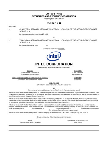 Thumbnail Intel 10-Q Quarterly Report FY 