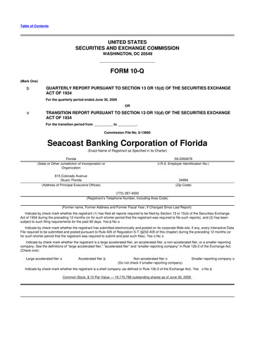 Thumbnail Seacoast Banking 10-Q Quarterly Report FY 