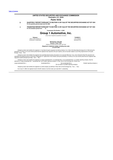 Miniature Group 1 Automotive 10-Q Rapport trimestriel  