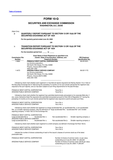 Thumbnail Pinnacle West Capital
 10-Q Quarterly Report FY 