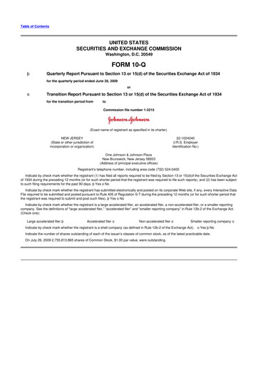 Vorschaubild Johnson & Johnson 10-Q Quartalsbericht  