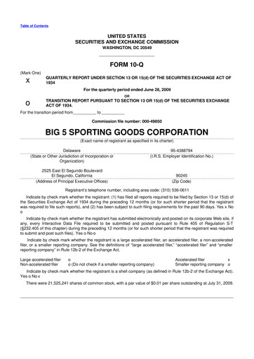 Thumbnail Big 5 Sporting Goods 10-Q Quarterly Report FY 