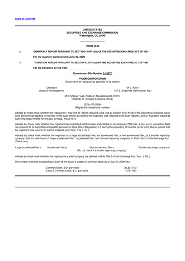 Thumbnail Vicor
 10-Q Quarterly Report FY 