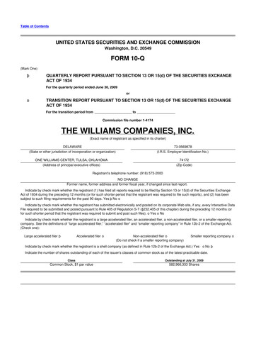 Thumbnail Williams Companies
 10-Q Quarterly Report FY 