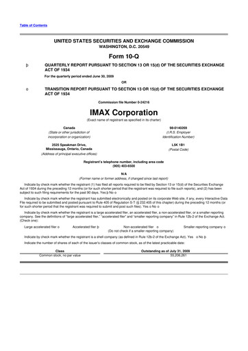 Thumbnail Imax Corp 10-Q Quarterly Report FY 