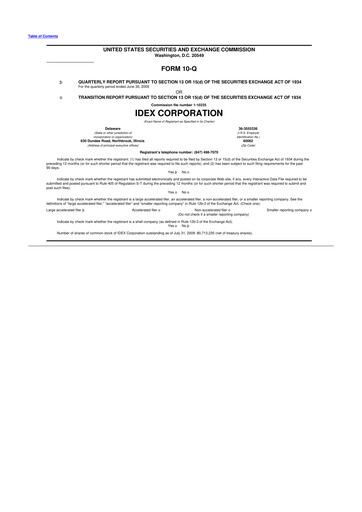 Vorschaubild IDEX 10-Q Quartalsbericht  