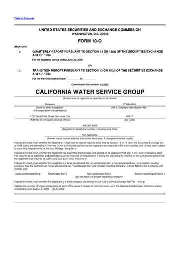 Vorschaubild California Water Service Group 10-Q Quartalsbericht  