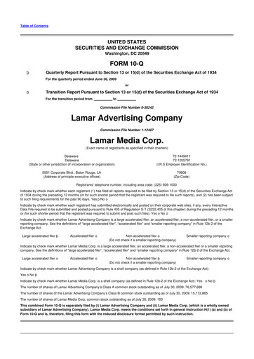Thumbnail Lamar Advertising 10-Q Quarterly Report FY 