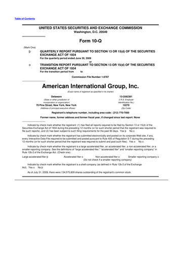 Thumbnail American International Group 10-Q Quarterly Report FY 