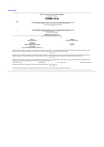 Thumbnail Commerce Bancshares
 10-Q Quarterly Report FY 