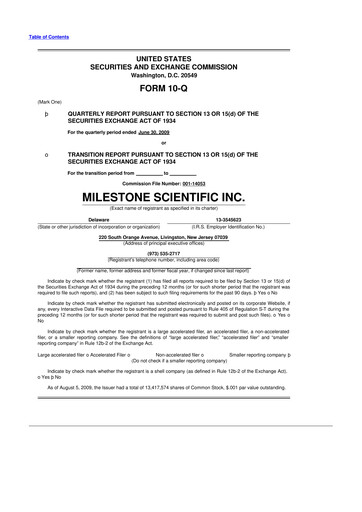 Vorschaubild Milestone Scientific 10-Q Quartalsbericht  
