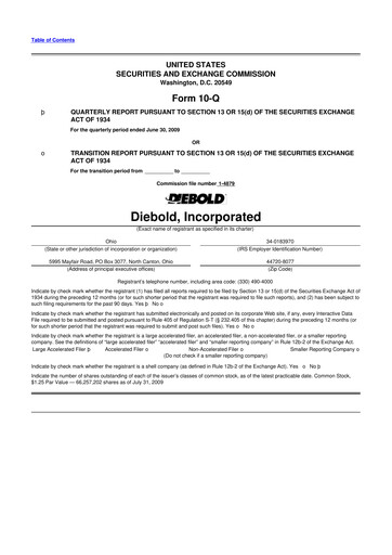 Miniature Diebold Nixdorf
 10-Q Rapport trimestriel  