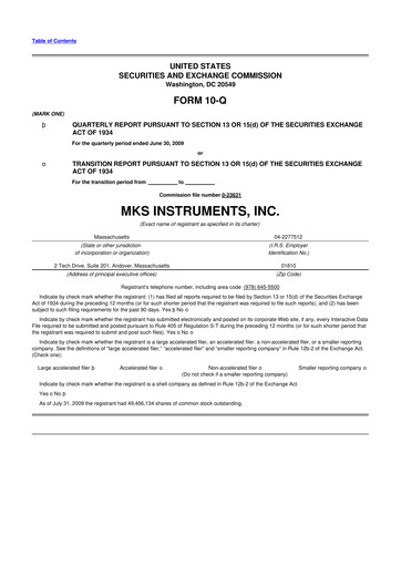 Thumbnail MKS Instruments 10-Q Quarterly Report FY 