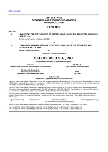 Thumbnail Skechers
 10-Q Quarterly Report FY 