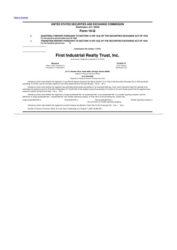 Thumbnail First Industrial Realty Trust 10-Q Quarterly Report FY 