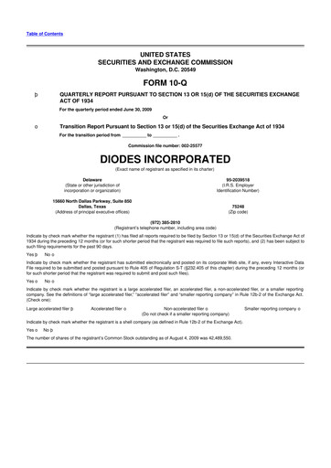 Miniature Diodes Incorporated 10-Q Rapport trimestriel  