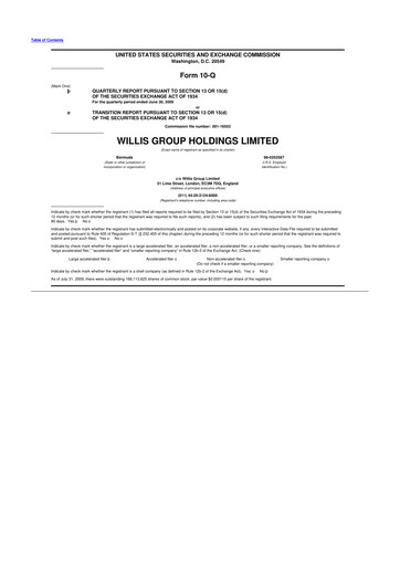 Thumbnail Willis Towers Watson  10-Q Quarterly Report FY 